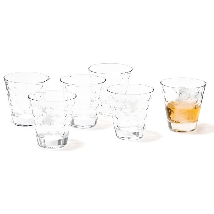 LOT DE 6 GOBELET BAS EN VERRE OPTIC TRANSPARENT - LEONARDO