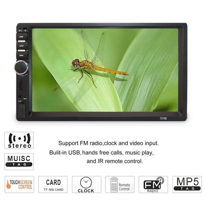 7 Pouce Lecteur Multimédia MP5 Lecteur USB FM de voiture, Écran Tactile 7018B 2 DIN, autoradio stéréo