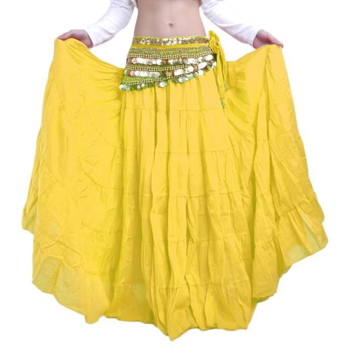Femme Longue Jupe De Danse Sans Ceinture Jaune