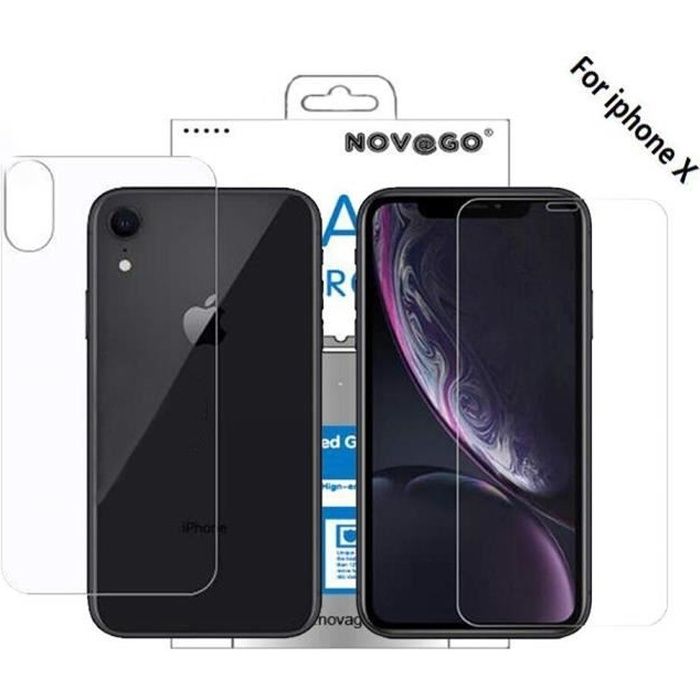 iPhone X , Phone 10 - Lot de 2 Films Protection Avant Arrière en Verre trempé résistant Anti Explosion de l'écran de téléphone