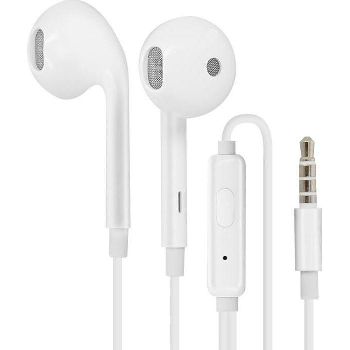Écouteurs Filaires Jack 3.5mm Télécommande Microphone MH135 Oppo Blanc