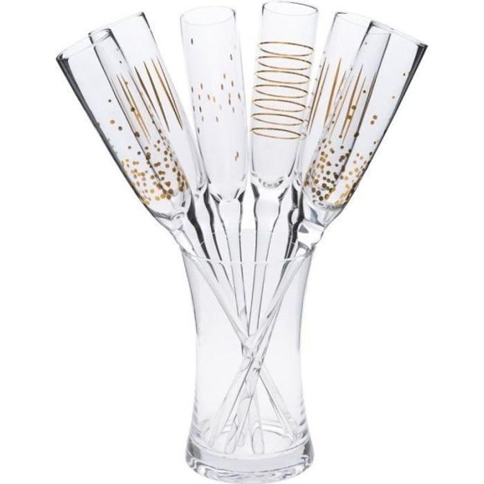 Coffret 7 Flûtes à Champagne & Seau -Ora- 31cm Transparent