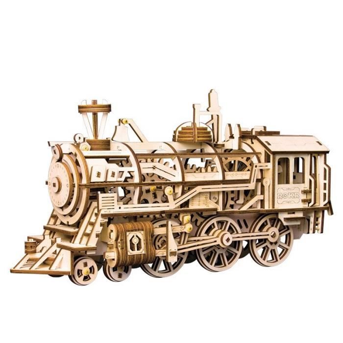 ROBOTIME Kit de construction mécanique de locomotive- Casse-tête en bois 3d découpé au laser - Kit de modèle de bâtiment modulaire