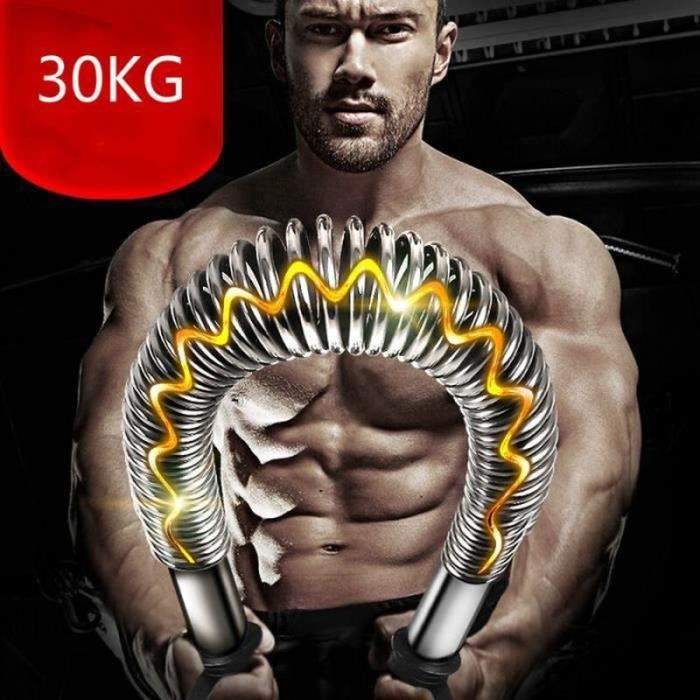 ZA21744-Power twister Barre à Ressort avec résistance 30kg, red plastic coated non-slip plating,pour pectoraux et Bras Muscles-arg