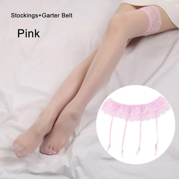 Bas Autofixant Brillant Femme 8D - Dentelle Haute - Silicone Antidérapant - Taille Unique