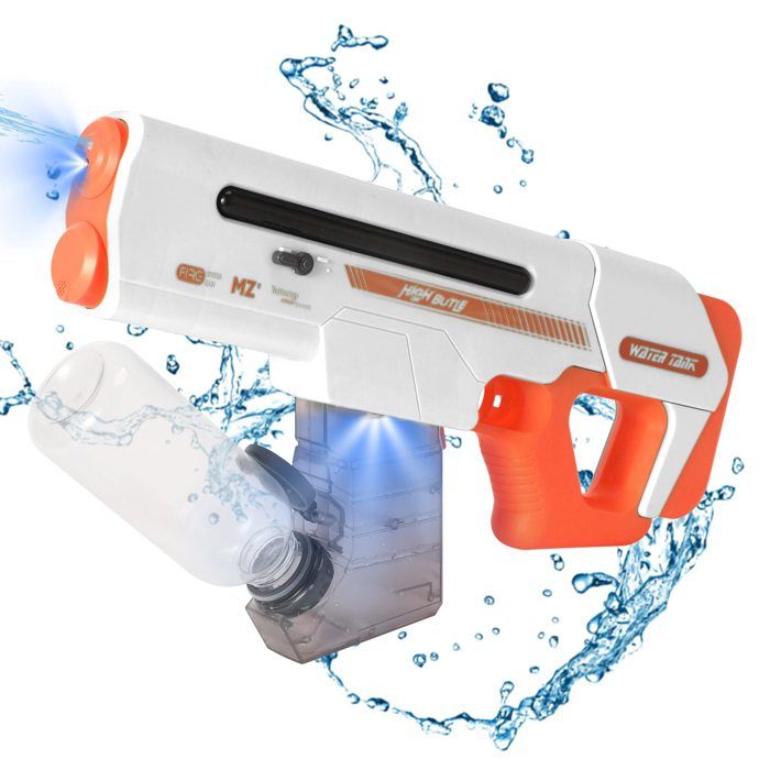 Pistolet à Eau Électrique Automatique | Portée 10m | Réservoir 450ml | Rechargeable USB | Pour Enfants Et Adultes | Orange