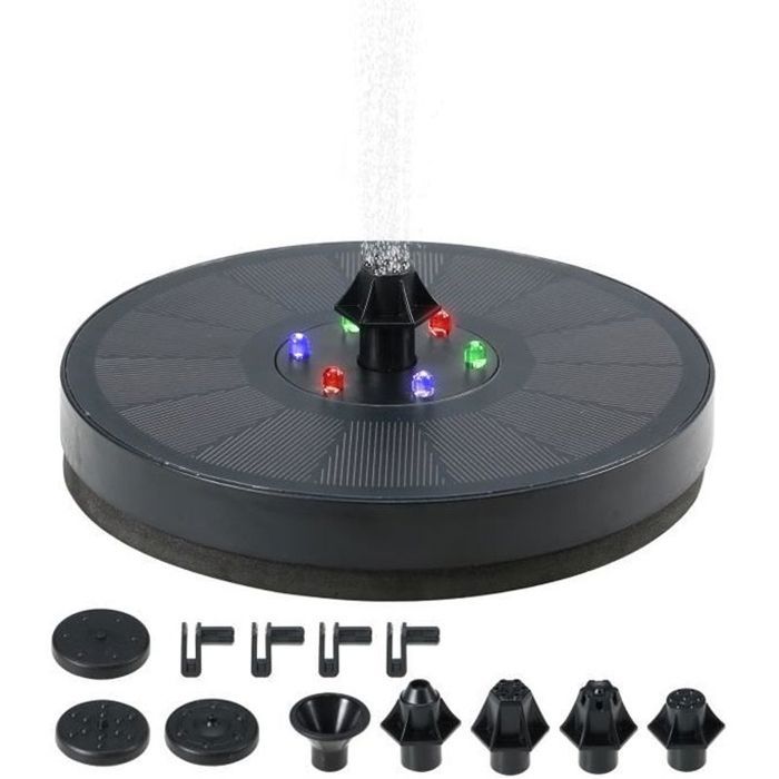 Pompe à Fontaine Solaire Avec 4 Buses - Pour Jardin, Bassin, Bains D'Oiseaux, Aquarium