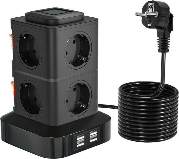 Mini Multiprise 12 En 1 Multiprise Electrique 8 Prises Et 4 Ports Usb Multiprise Avec ...