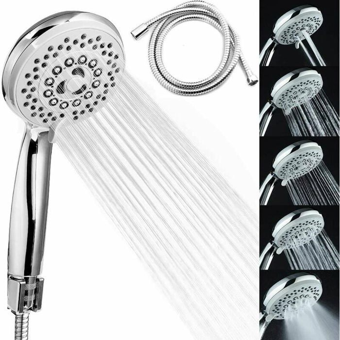 Pommeau de Douche - LARGEIGHT - 5 Modes - Haute Pression - Anti-Calcaire - 2M Tuyau