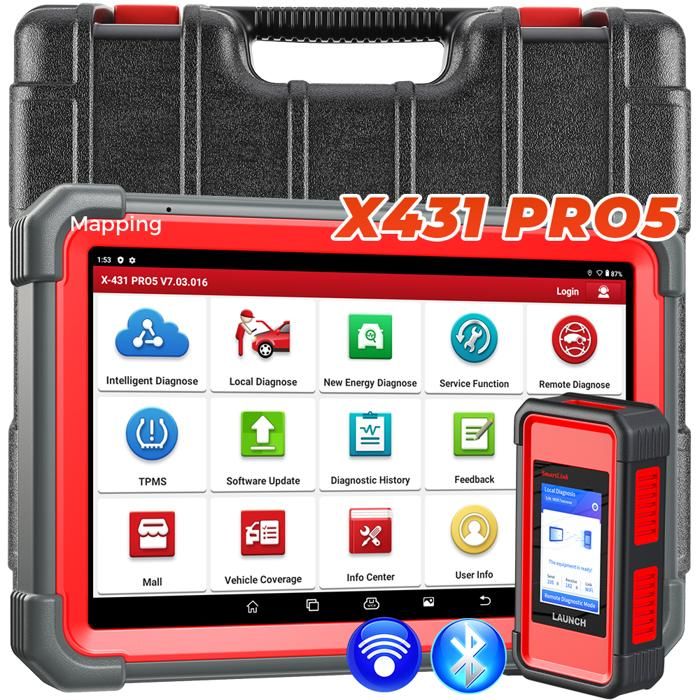 LAUNCH X431 Pro5 Valise Diagnostic Auto Outil de Programmation J2534 50+ Fonctions Réinitialisation Codage ECU en Français