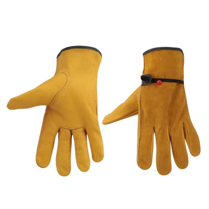 Gants De Travail En Cuir Fleur - Paire - Blanc - Protection Antidérapante - Pour Professionnels
