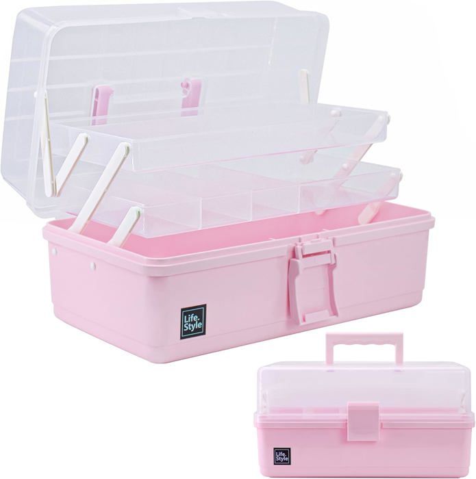 Boîte De Rangement Jouets 3 Niveaux – Organisateur Puzzles, Briques & Loisirs Créatifs – Couvercle Construction