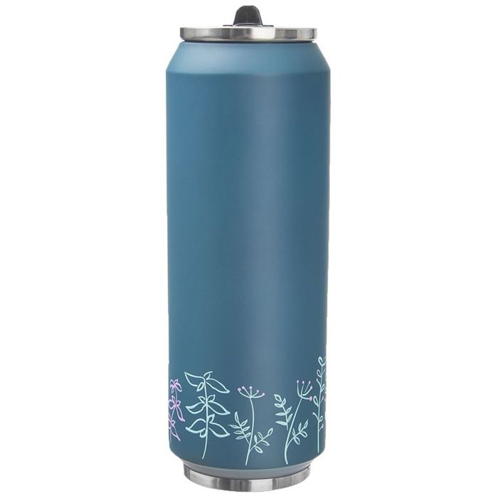 Tasse thermique en acier inoxydable - ORION - 700 ml - Bleu avec décor végétal - Double paroi - Isolation sous vide Tasse thermique en acier inoxydable - ORION - 700 ml - Bleu avec décor végétal - Double paroi - Isolation sous vide