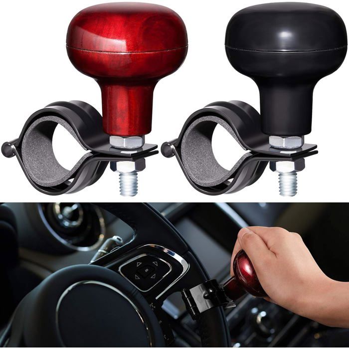 Lot de 2 poignées de volant de voiture pommeau de volant pivotant rotation facile