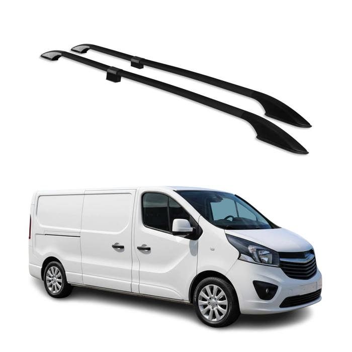 Barres De Toit Transversales Aluminium Noir Pour Opel Vivaro 2014-2024 - Charge 75kg, Installation Facile Sur Rails Surélevés
