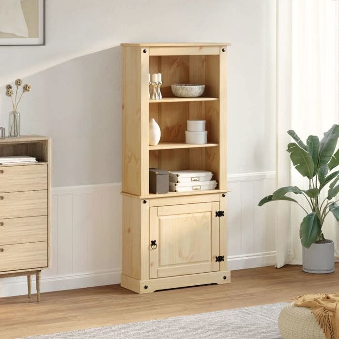 RemiseArmoire haute/Buffet haut - Décor salon/cuisine - Corona 74 x 38 x 170 cm bois de pin massif *aspect pratique8021860