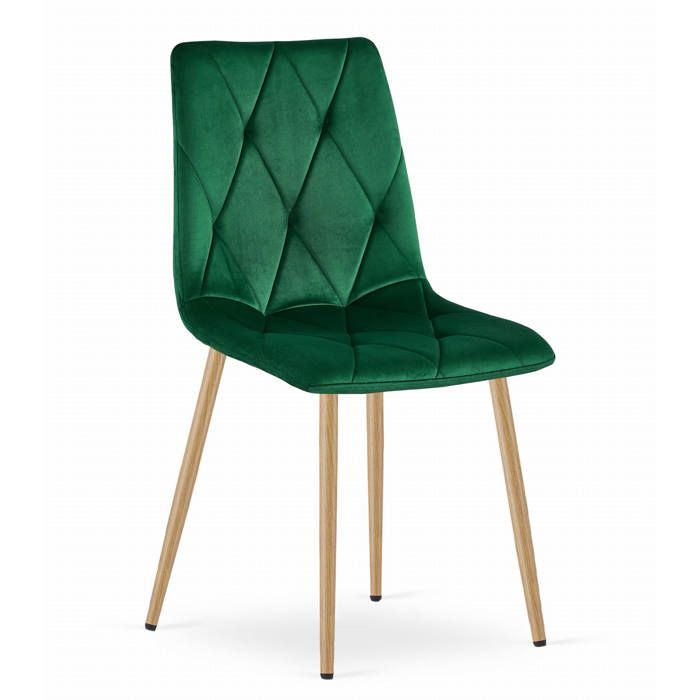 KOMODEE Chaise OLBIA - velours vert foncé / couleur bois pieds x 1 44x89x40 cm KOMODEE Chaise OLBIA - velours vert foncé / couleur bois pieds x 1 44x89x40 cm