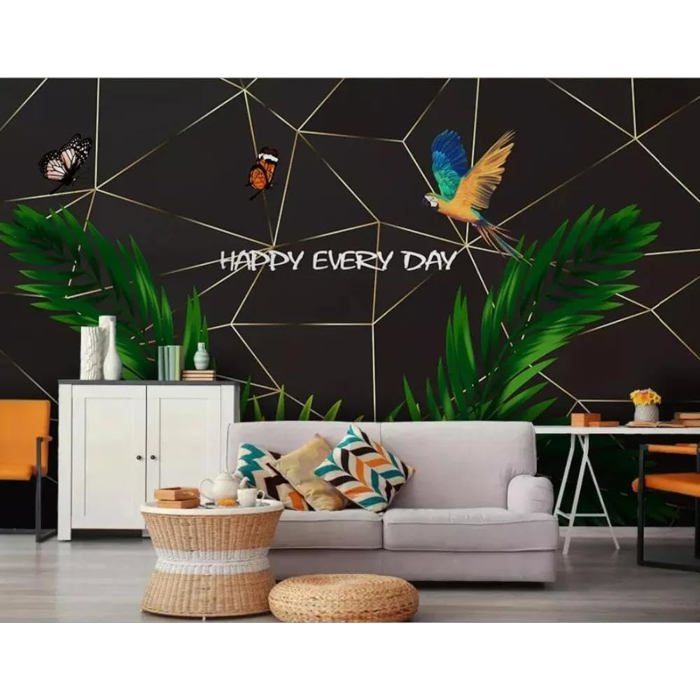 Papier Peint Panoramique Ligne Géométrique Abstraite Perroquet 3D Salle à Manger Bureau Détude Canapé Chambre -350cm×250cm
