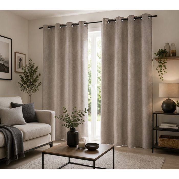 Rideau a oeillets 140 x 260 cm cotele Antoine Beige