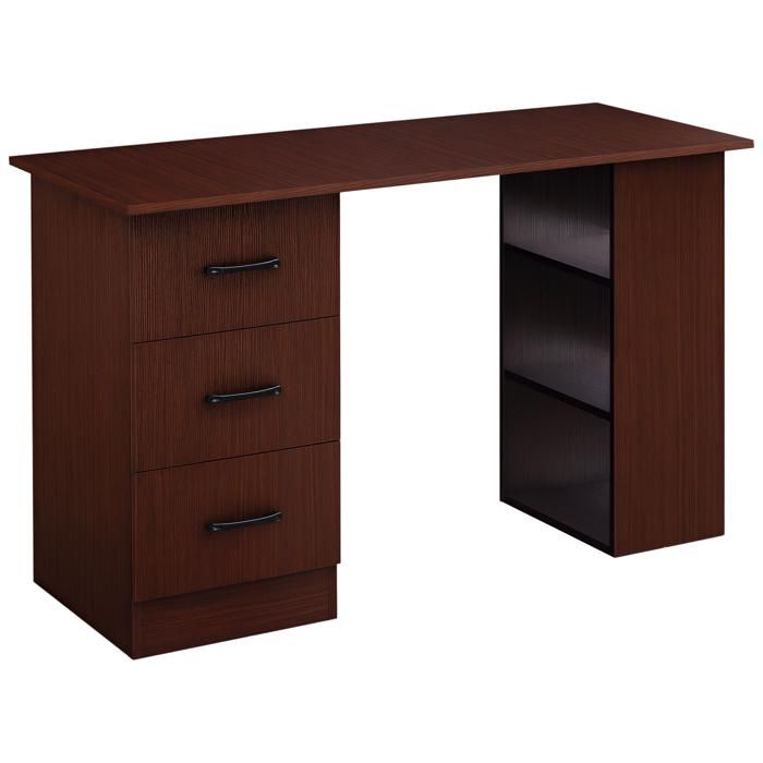 Bureau dordinateur - HOMCOM - réversible - 3 tiroirs et 3 étagères ouvertes - panneaux de particules - 120 x 49 x 72 cm - noyer