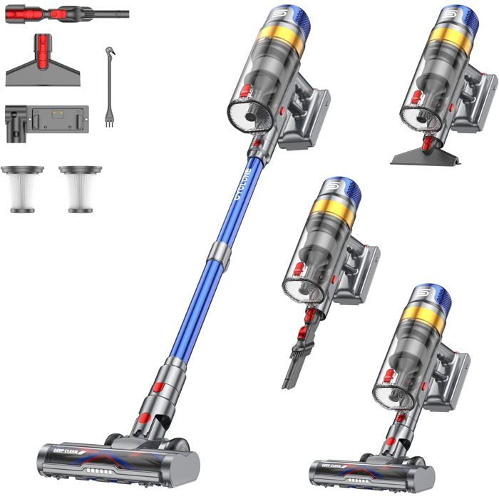 Aspirateur Balai X8 Sans Fil 580W 48Kpa Écran Intelligent Anti Emmêlement 16L - Sulean