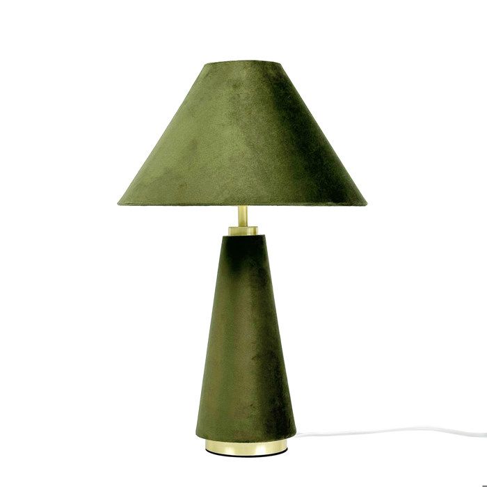 Lampe de table Relaxdays abat-jour en velours et socle en métal E14 HxP : 47 x 30 cm lampe de chevet olive/doré