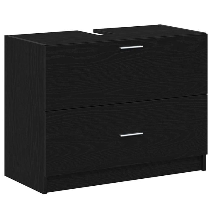 Meuble sous vasque en chêne noir - vidaXL - 78x37x59 cm - Bois dingénierie - 2 tiroirs - Finition mate