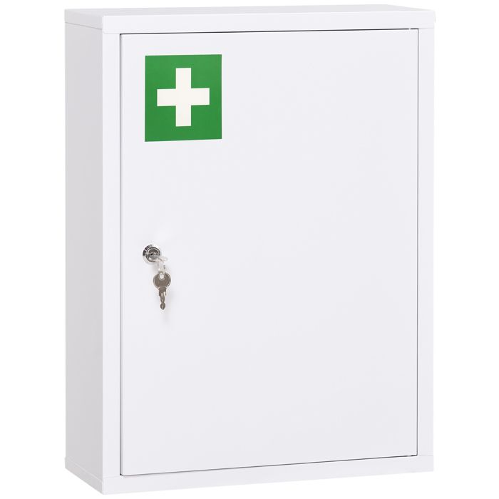 Armoire à pharmacie - kleankin - murale - 3 niveaux - porte verrouillable 2 clés - 40x15x53 5cm - blanc