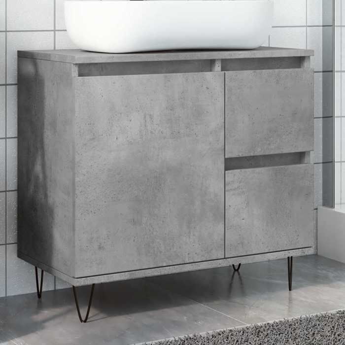 Gris Armoire de lavabo de salle de bain SARAZYJ ARMOIRE WC MODERNE gris béton 65x33x60 cm E2427