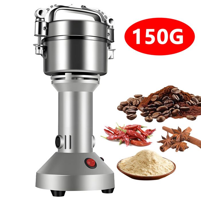 Moulin à Herbes Électrique 150G Moulin à Épices 1400W 27000 tr/min Broyeur Daliments Secs Haute Vitesse pour Café Farine Céréales