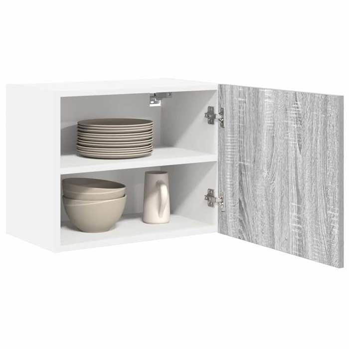 (NEW 2026)Gris Placard/Armoire Haut - Armoire suspendue - CLOUD - Cabinet de cuisine - 2 pcs Gris Sonoma et Blanc 50x31x40 cm 651349