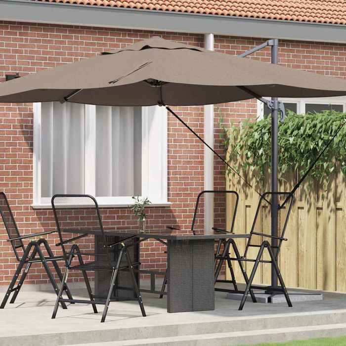 vidaXL Parasol Taupe 351 x 250 x 260 cm Polyester et Aluminium Parasol moderne inclinable rotatif résistant aux UV42003346
