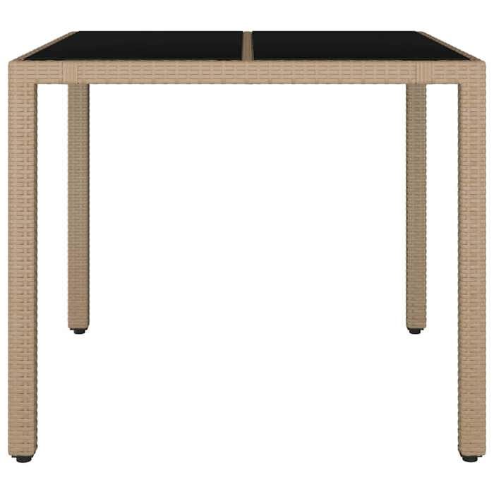 （SOLDES Dété）TABLE 2/4 PERSONNES - Table de jardin - SHIELD - Table cuisine - plateau en verre Résine tressée verre trempé 9864341