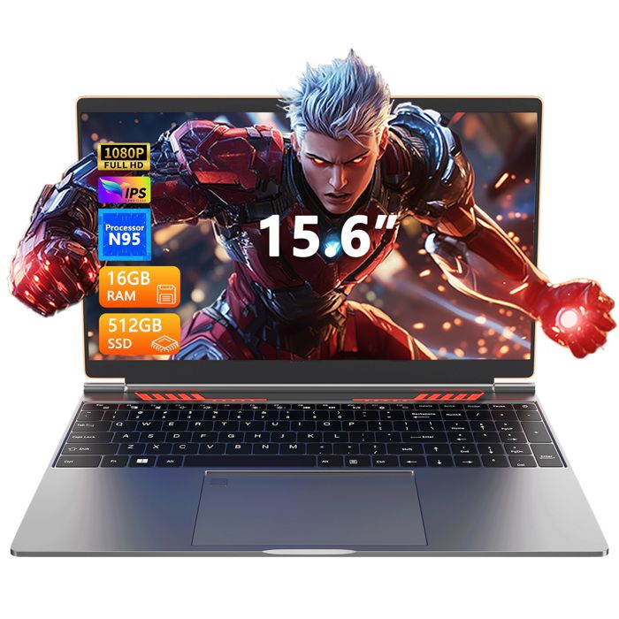 PC portable 16 Intel Celeron 16 Go de RAM DDR4 512 Go de SSD Windows 11 PRO WiFi 5 HDMI ordinateur portable