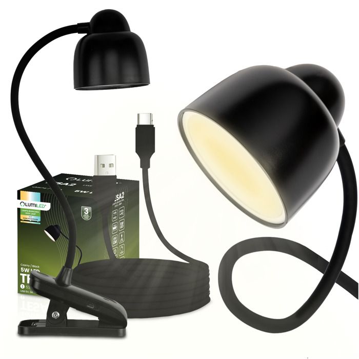 Lampe de bureau LED TESA 2 noire LUMILED 5W CCT pour table à dessin ou école