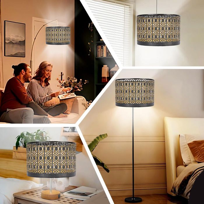 Abat-jour métal – Nosheir – Fer ajouré E14/E27 – Lumière douce – décor moderne 25 cm