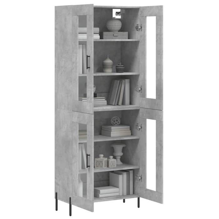 (6045)Meuble rangement - Buffet haut - contemporain - Gris béton 69 5x34x180 cm Bois dingénierie poid:53.34 kg
