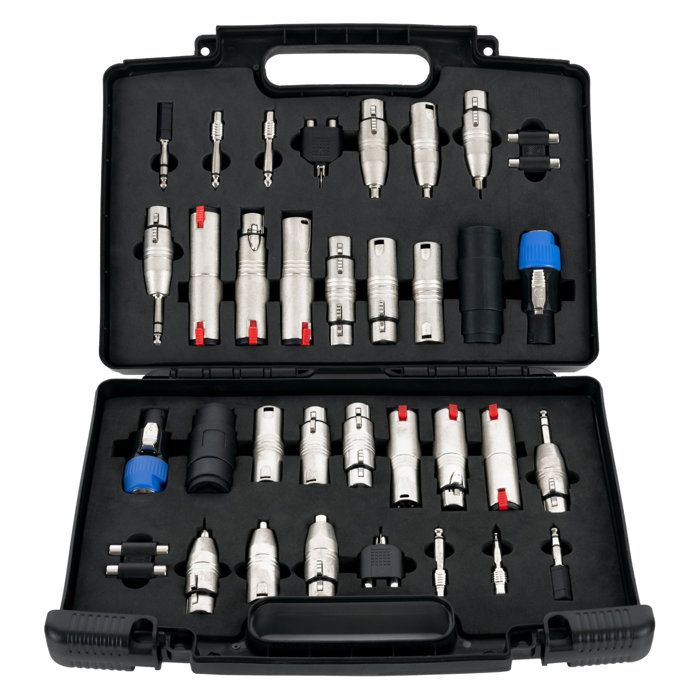 Set dadaptateurs audio - PRONOMIC - ADC-34 - 34 adaptateurs - Valise de rangement - Câblé et prêt à lemploi