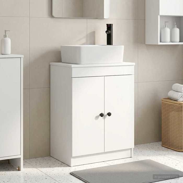 vidaXL Meuble de salle de bain avec évier Blanc 54 x 35 x 83 cm 890130