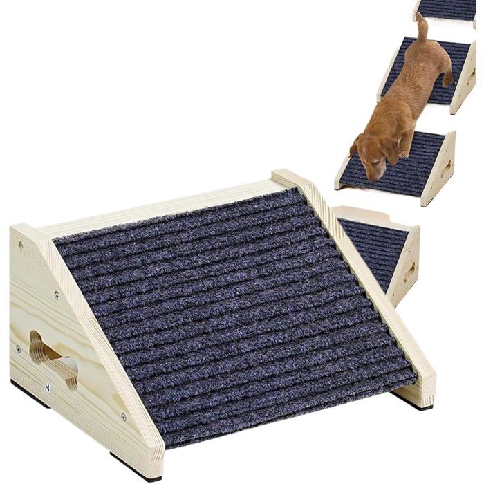 Rampe antidérapante pour chien - 30 × 25 × 15 cm - Portable - Angle dinclinaison de 26° - Échelle en bois pour chien - Convient pou