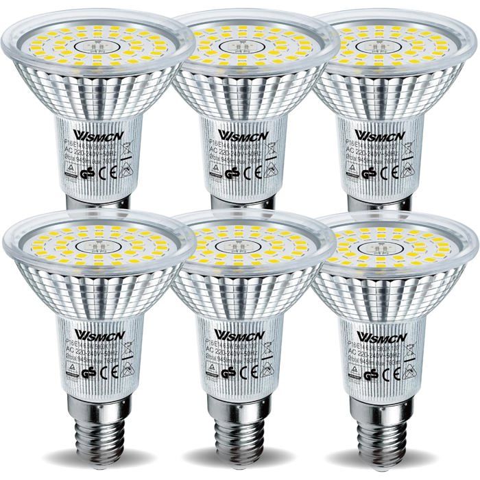 Ampoule LED E14 R50 Blanc Lumière du jour 5000 Kelvin 6 5 W Équivalent à 100W Lampe Halogène Non dimmable lampe LED Spot 760