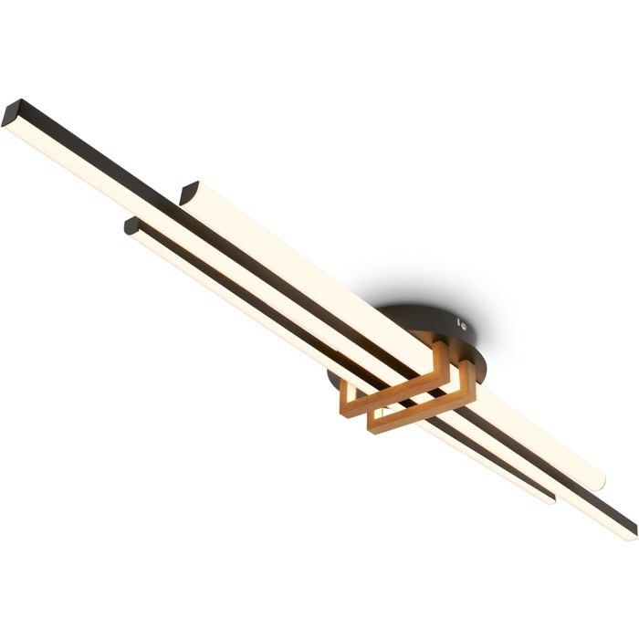 Plafonnier Led À Lumière Blanche Chaude Profilés DAngle Salon Chambre Luminaire Plafonnier 98X16X7 5 Cm Noir-Bois[AT332]