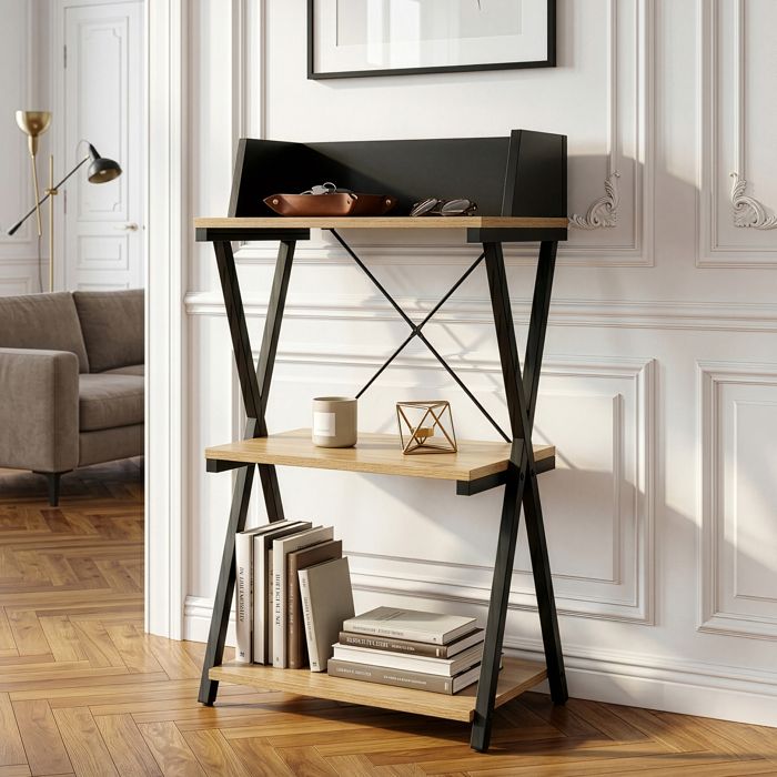 Étagère dappoint Kappespoo 84 x 50 x 30 cm noir / effet chêne Étagère dappoint Kappespoo 84 x 50 x 30 cm noir / effet chêne