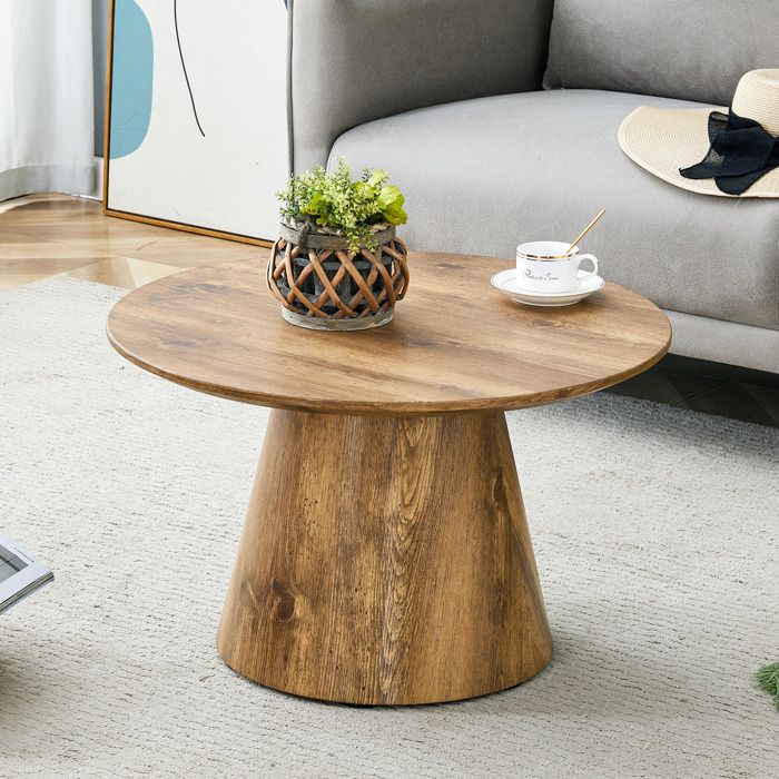 Table basse ronde 60 cm aspect bois MDF 35 cm table d’appoint salon structure stable et montage facile JOINERY