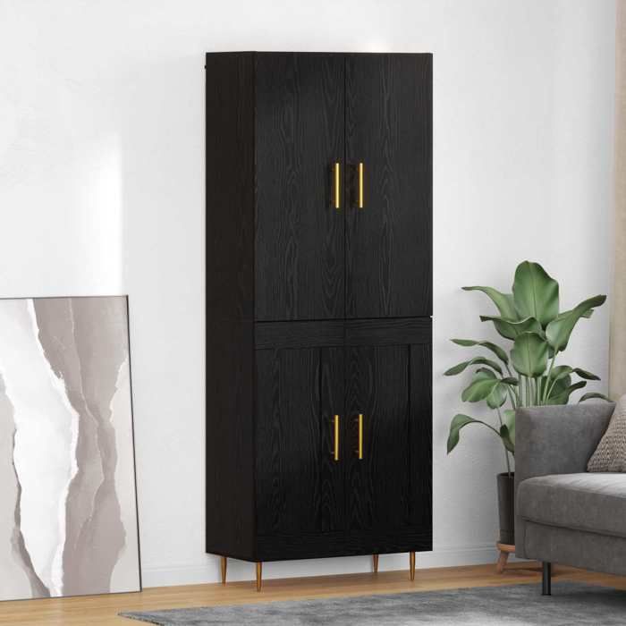 Noir Haut Armoire Chêne noir 695x34x180 cm Bois dingénierie - Meuble Rangement LV31173