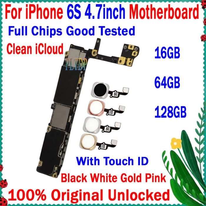 128 Go Gold Touch ID-Carte mère originale débloquée pour iPhone 6S, 4.7
