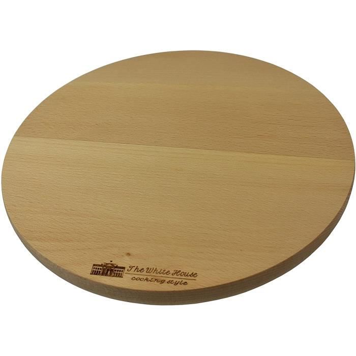 The White House Style plateau de service rotatif en bois - taille 25 cm - Planche à pizza - Alternative pour plateau à fromage