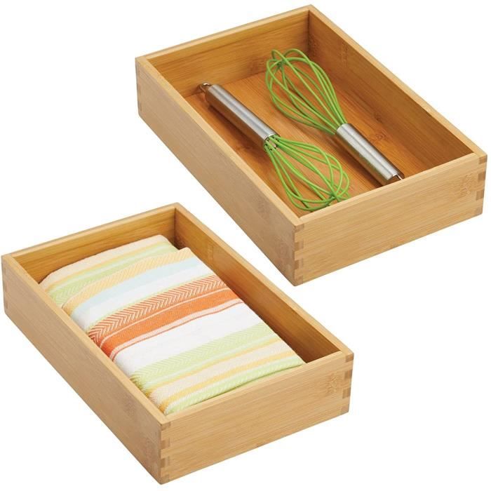 Bac de rangement pour la cuisine rangement tiroir en bambou de différentes  tailles rangement cuisine empilable pour couverts e[306] - Cdiscount Maison