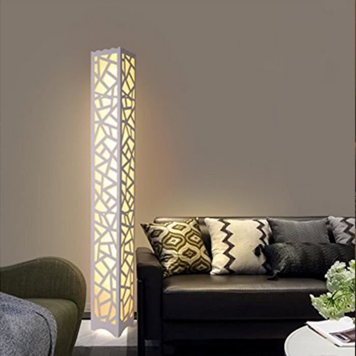 Moderne Lampe de Sol, LED Lampadaire Blanc Chaud PVC Bois en Plastique à Pédale Intérieur Éclairage pour la Maison Salon Chambre
