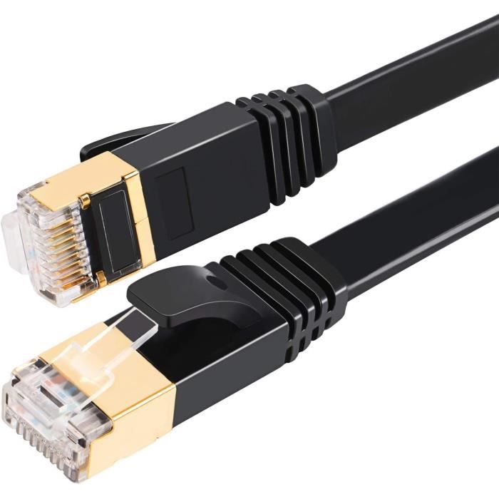Câble Informatique Câble Ethernet Cat7 30 m Catégorie 7, plat, RJ45, haute vitesse 10 Gbps ...